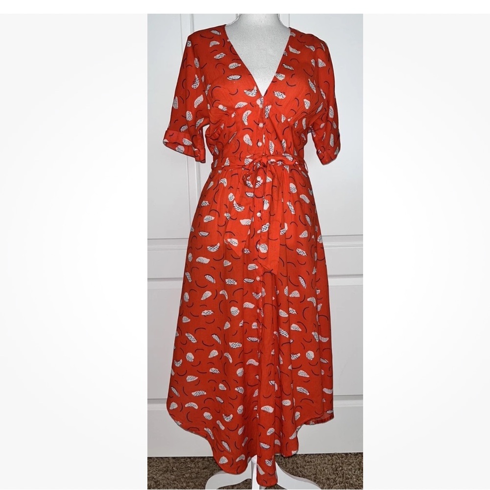 Trovata Birds Of Paradise Red Orange Blue Dress Size 2